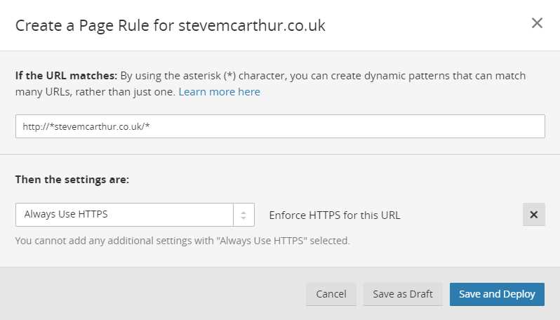 Page Rule for HTTPS